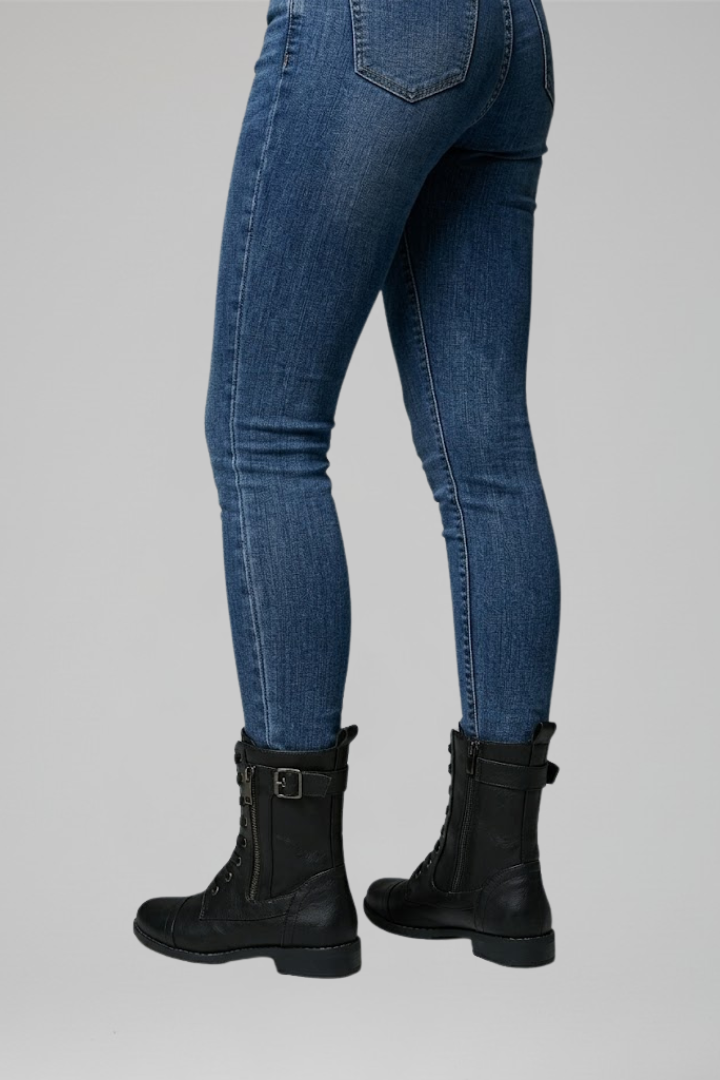 Women's Lace-Up Faux Leather Ankle Boots with Side Zip | Flat Low Heel, Buckle Detail, Round Toe | Size 5-11