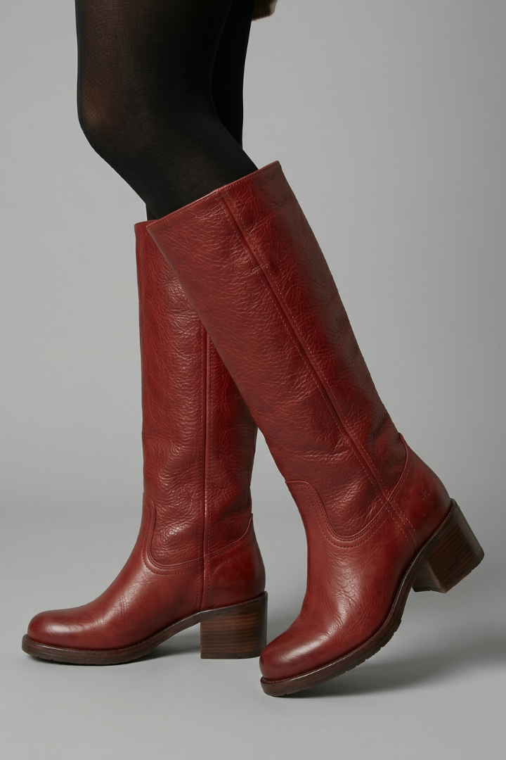 Women's Mid Calf Block Heel Boots with Round Toe for Fall | Pull-On Style with Stitched Panel Detail | Size 5-12