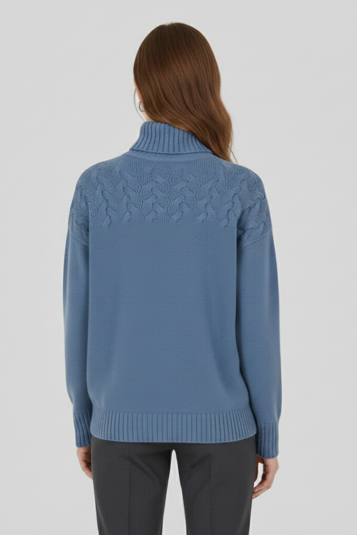 Women's Cable Knit Turtleneck Sweater with Ribbed Hem and Cuffs | Long Sleeve Textured Pullover | Size S-5XL