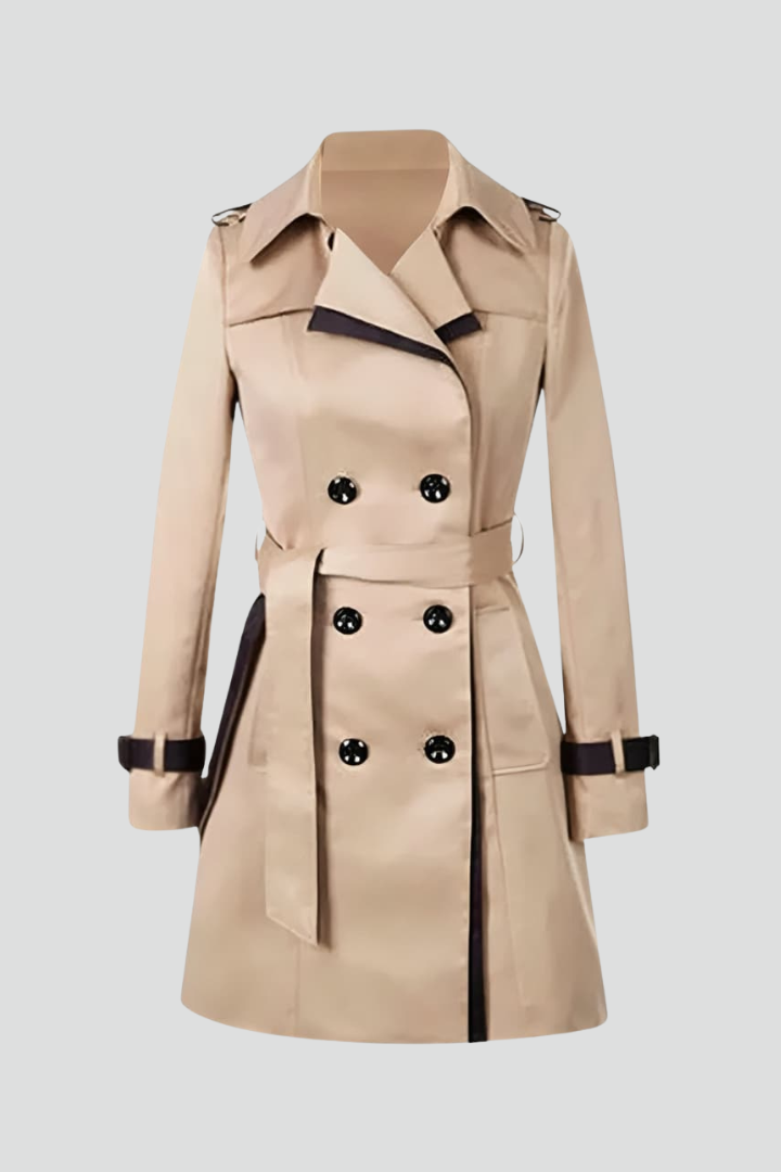 Women's Belted Trench Coat with Textured Finish | Classic Everyday Outerwear with Clean Silhouette | Size S-3XL