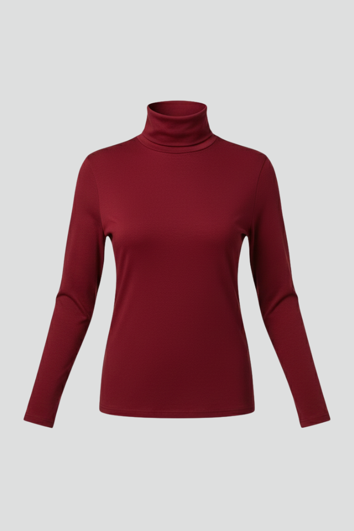 Women's Fitted Turtleneck Sweater with Long Sleeves | Plain Roll Neck Pullover with Straight Hem | Size S-2XL