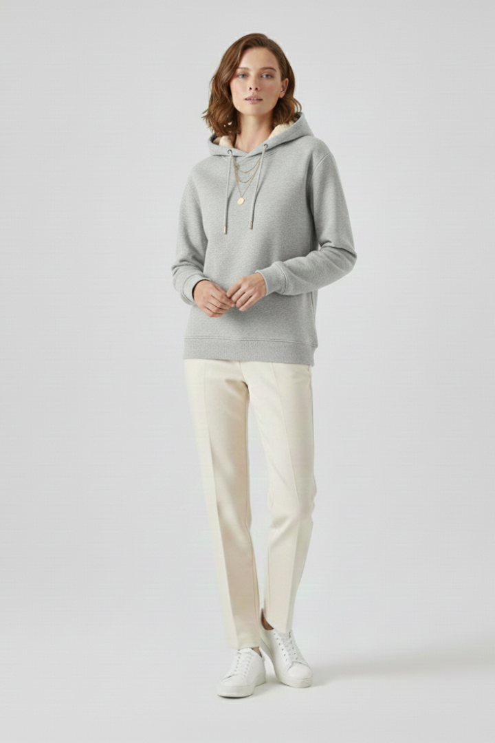 Women's Sherpa Lined Pullover Hoodie with Drawstring and Kangaroo Pocket | Winter Sweatshirt with Ribbed Cuffs | Size XS-3XL