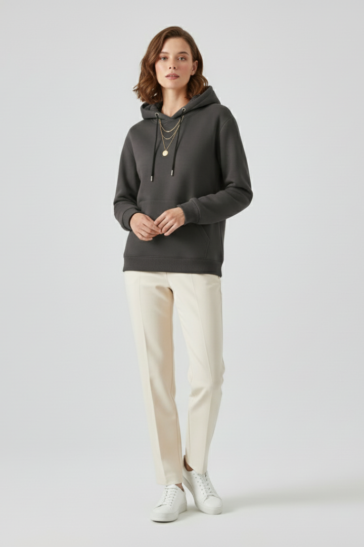 Women's Sherpa Lined Pullover Hoodie with Drawstring and Kangaroo Pocket | Winter Sweatshirt with Ribbed Cuffs | Size XS-3XL