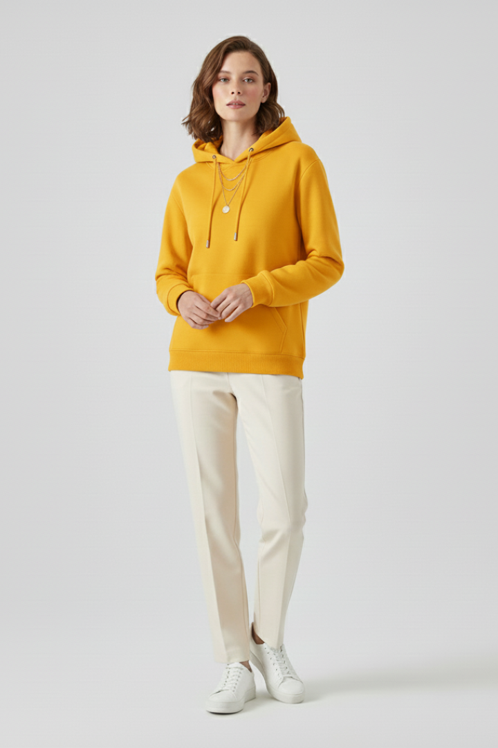 Women's Sherpa Lined Pullover Hoodie with Drawstring and Kangaroo Pocket | Winter Sweatshirt with Ribbed Cuffs | Size XS-3XL