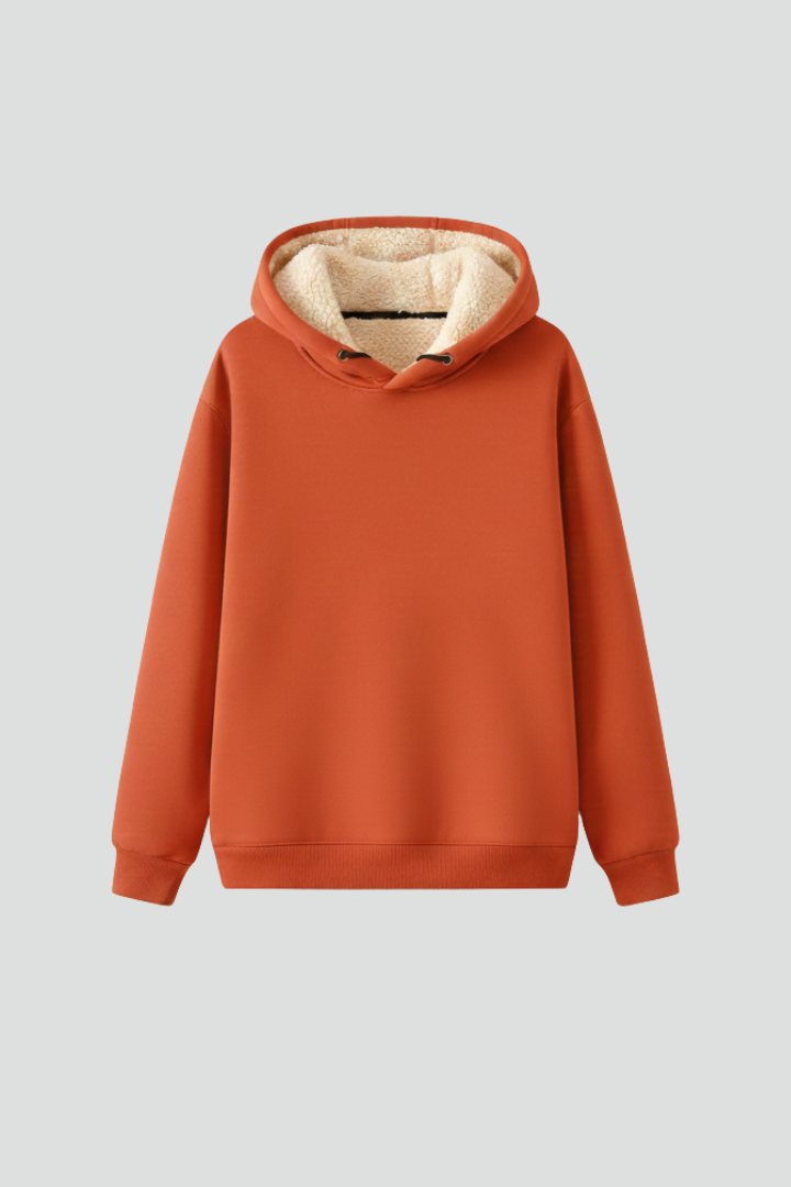 Women's Sherpa Lined Pullover Hoodie with Drawstring and Kangaroo Pocket | Winter Sweatshirt with Ribbed Cuffs | Size XS-3XL