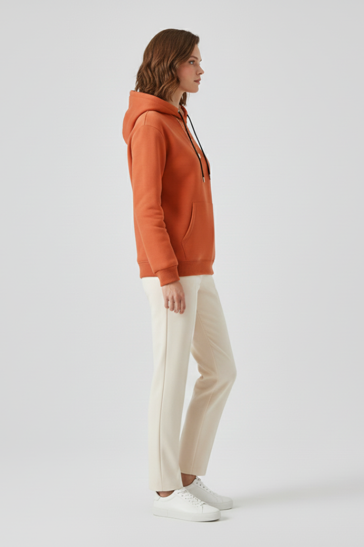 Women's Sherpa Lined Pullover Hoodie with Drawstring and Kangaroo Pocket | Winter Sweatshirt with Ribbed Cuffs | Size XS-3XL