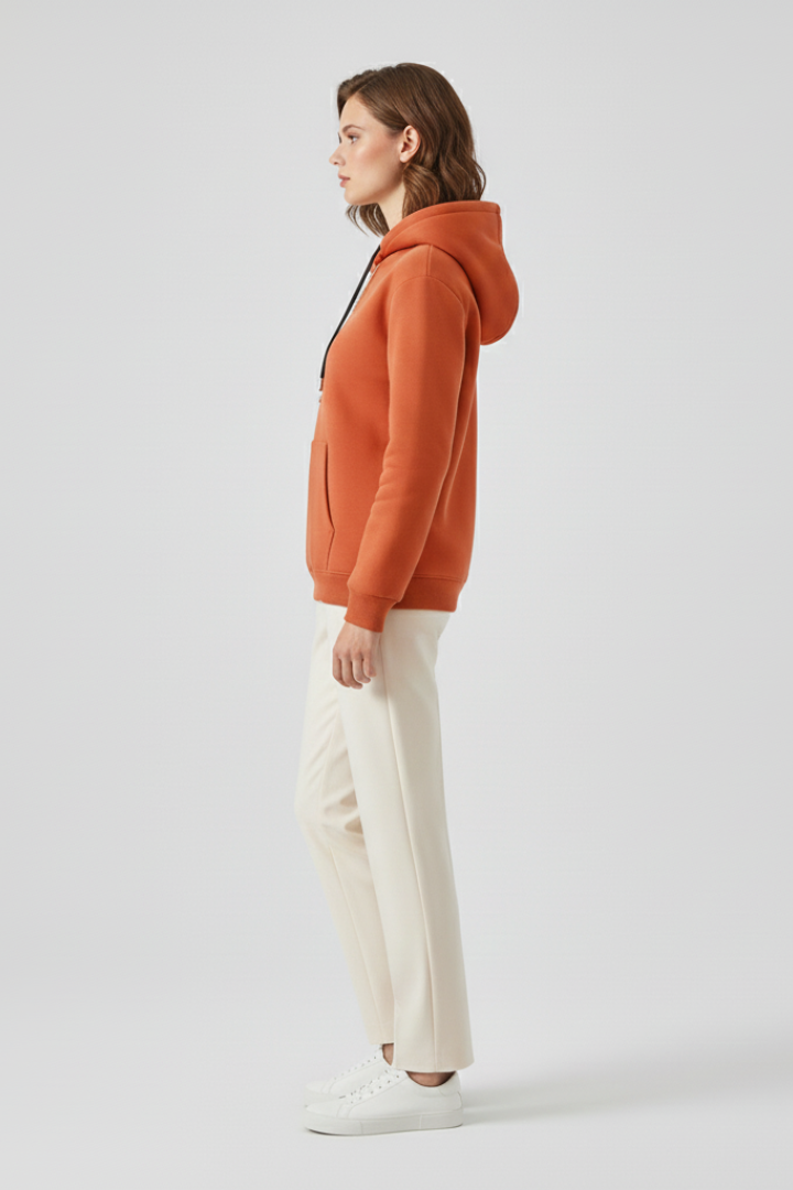 Women's Sherpa Lined Pullover Hoodie with Drawstring and Kangaroo Pocket | Winter Sweatshirt with Ribbed Cuffs | Size XS-3XL