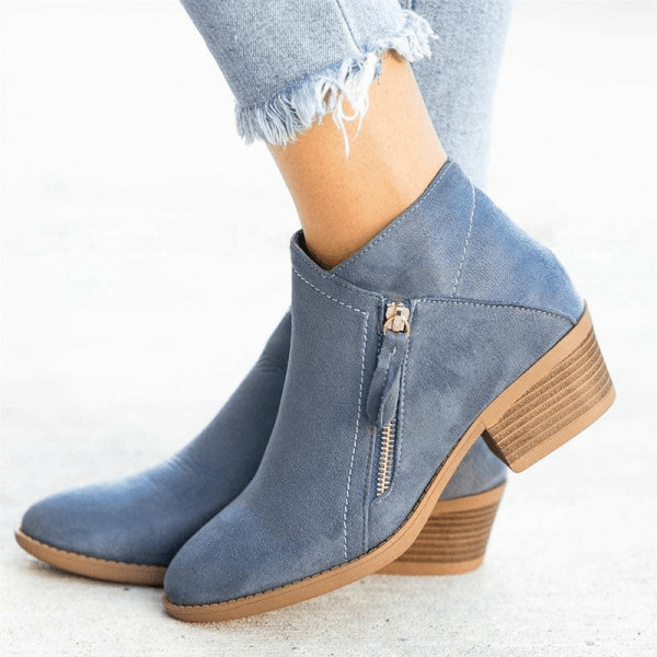 Women's Ankle Boots with Side Zip and Low Heel | Padded Interior, Clean Profile for Work Days | Size 5.5-9