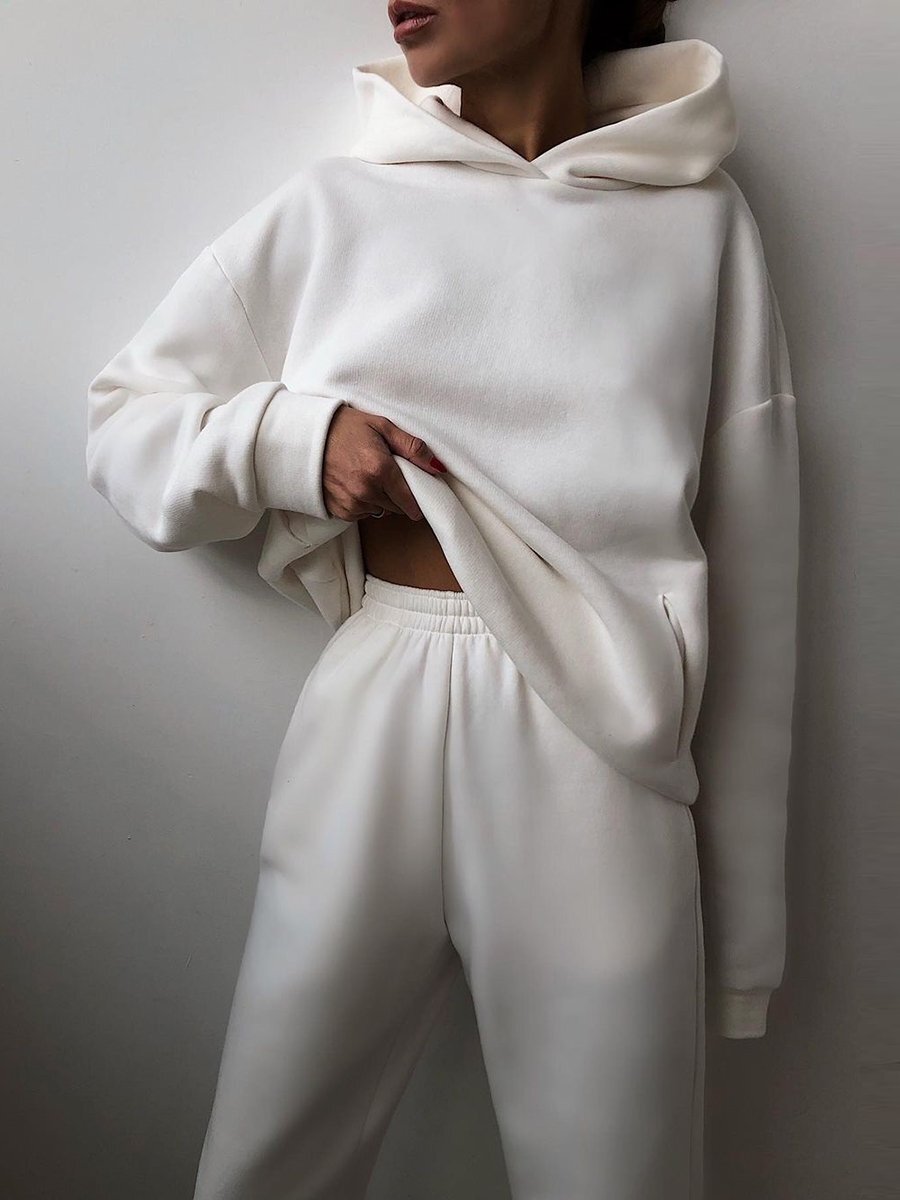 Women's Two Piece Knit Set with Hood | Relaxed Matching Outfit for Cooler Months at Home or Out | Size S-2XL