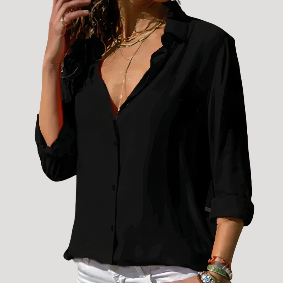 Women's Button Down Blouses with a Structured Collar | Long Sleeve and a Relaxed Everyday Cut | Size S-3XL, 7 Colors