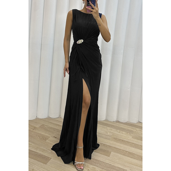 Women's Pleated Maxi Dress with a Defined Waist | Light, Breathable Fabric for Formal Evening Events | Size S-XL, 3 Colors