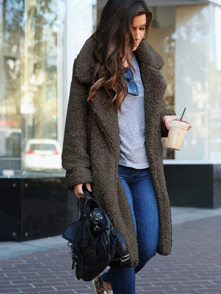 Women's Fleece Jacket | For Winter | Size S-3XL | Apricot, Black, Dark Grey, Army Green, Chocolate, Camel