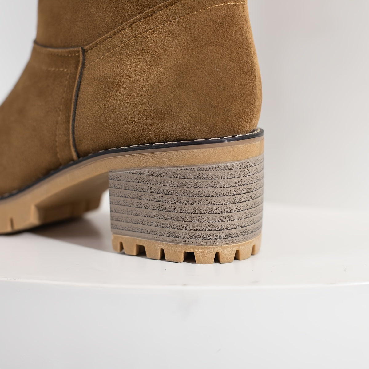 Women's Black Boots with Block Heel and Ankle Height | Cuffs | For Winter | Size 9-9 | Black