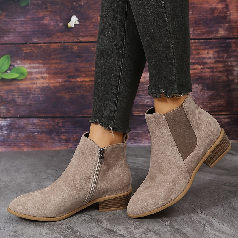 Women's Ankle Boots with Suede and Zip Closure | Size 5-12 | Black, Beige, Chocolate, Coffee