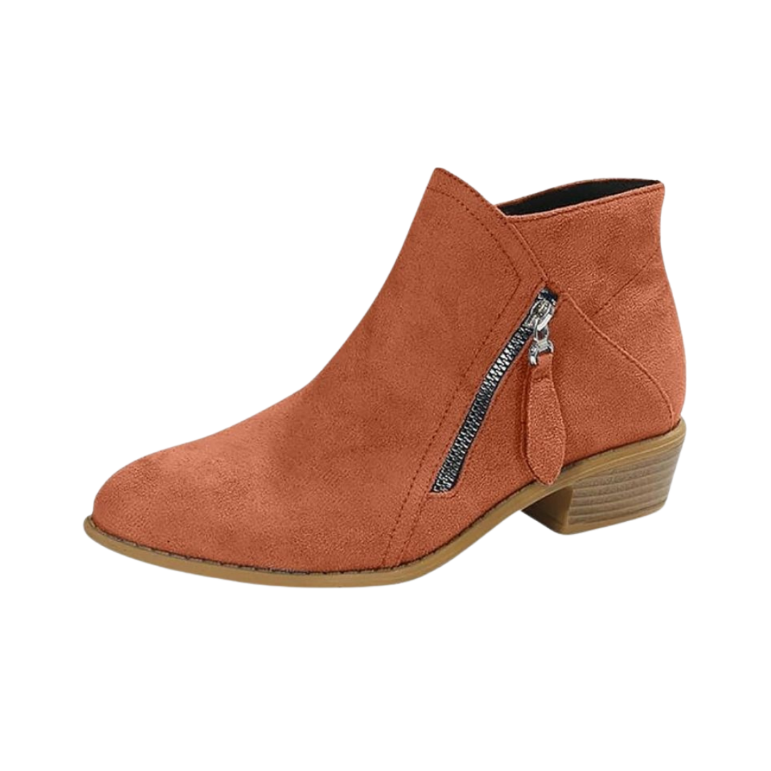 Women's Faux Suede Ankle Boots | Low Block Heel Booties, Side Zip with Tassel Pull for Fall | Size 5.5-10.5, 4 Colors