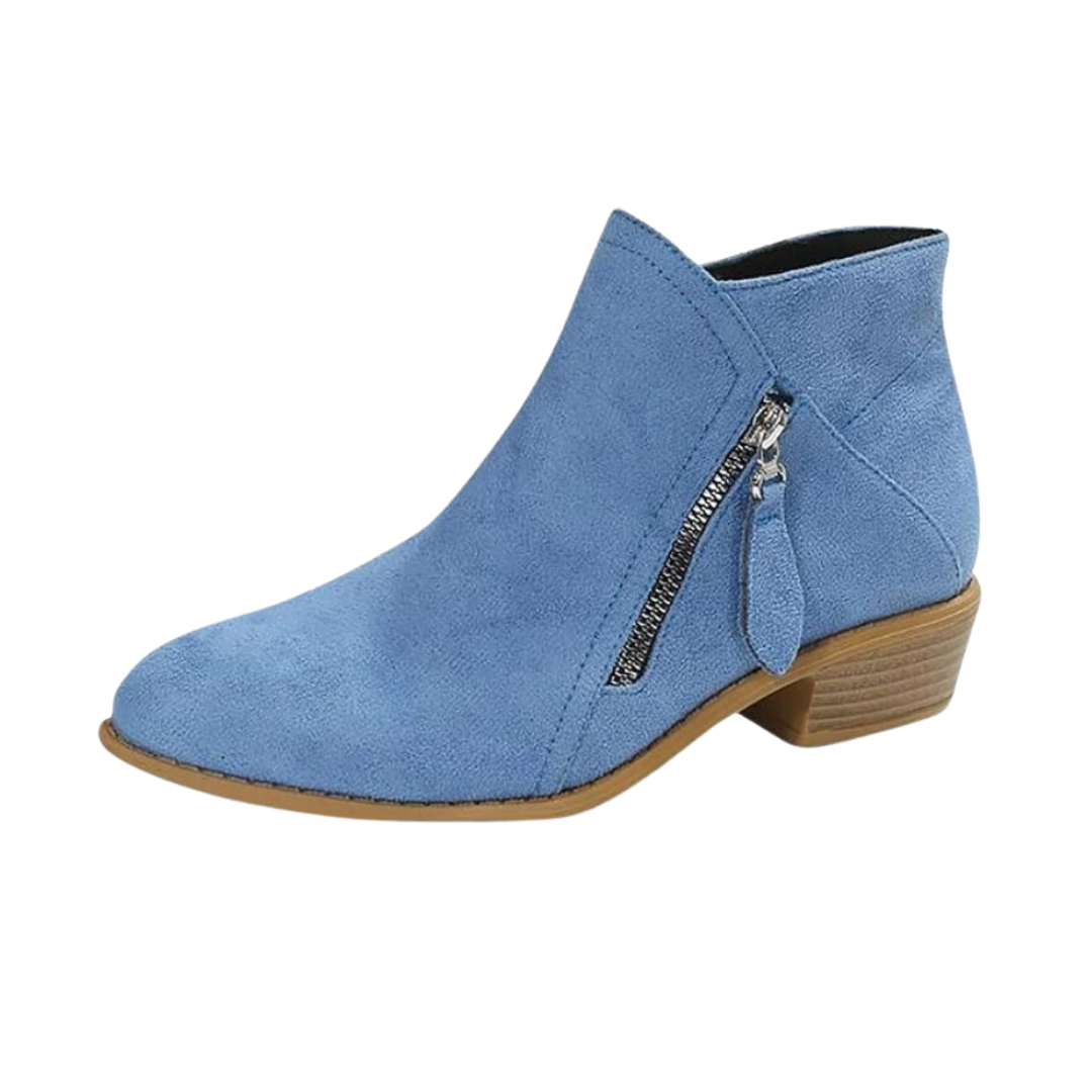 Women's Faux Suede Ankle Boots | Low Block Heel Booties, Side Zip with Tassel Pull for Fall | Size 5.5-10.5, 4 Colors