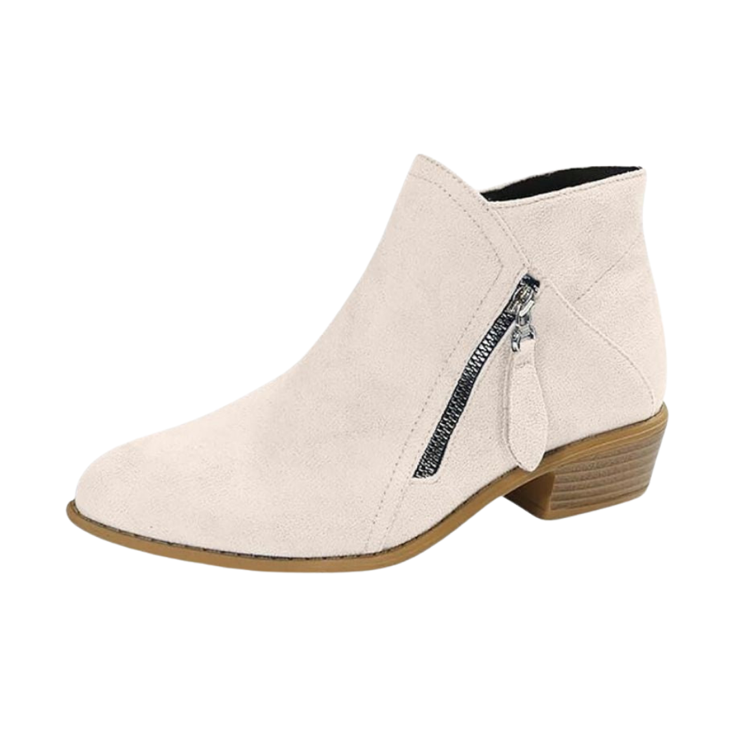 Women's Faux Suede Ankle Boots | Low Block Heel Booties, Side Zip with Tassel Pull for Fall | Size 5.5-10.5, 4 Colors