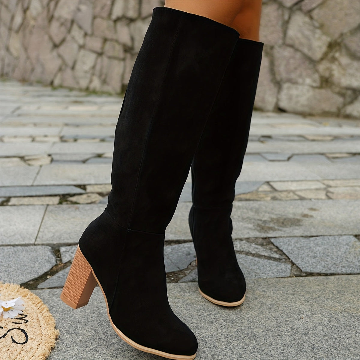 Women's Knee High Boots with Block Heel | Pointed Toe, Side Zip and Tall Shaft for Fall | Size 5.5-10.5, 3 Colors