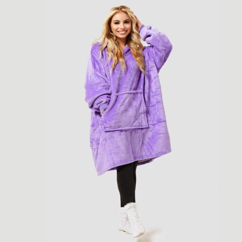 Women's Oversized Sherpa Blanket Hoodie with Flannel Fleece Outer | One Size Fits All, Machine Washable Winter Layer