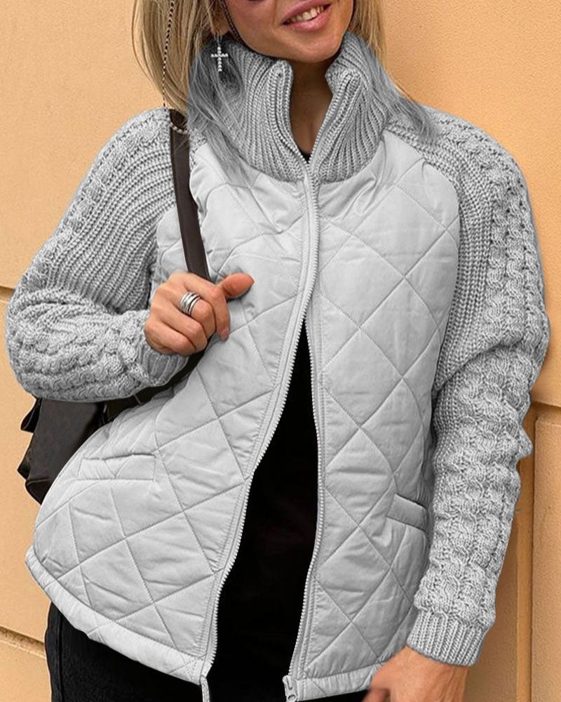 Women's Padded Winter Jacket with Knitted Sleeves | Warm Everyday Outerwear for Cold Days | Size S-3XL