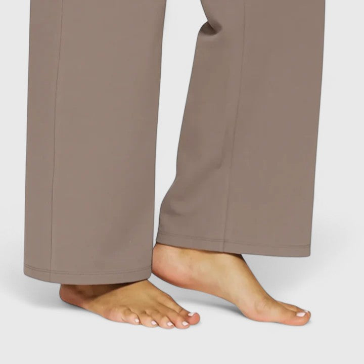 Women's Wide Waistband Pants with Deep Side Pockets | Slip-On Everyday Trousers without Buttons or Zipper | Size S-2XL