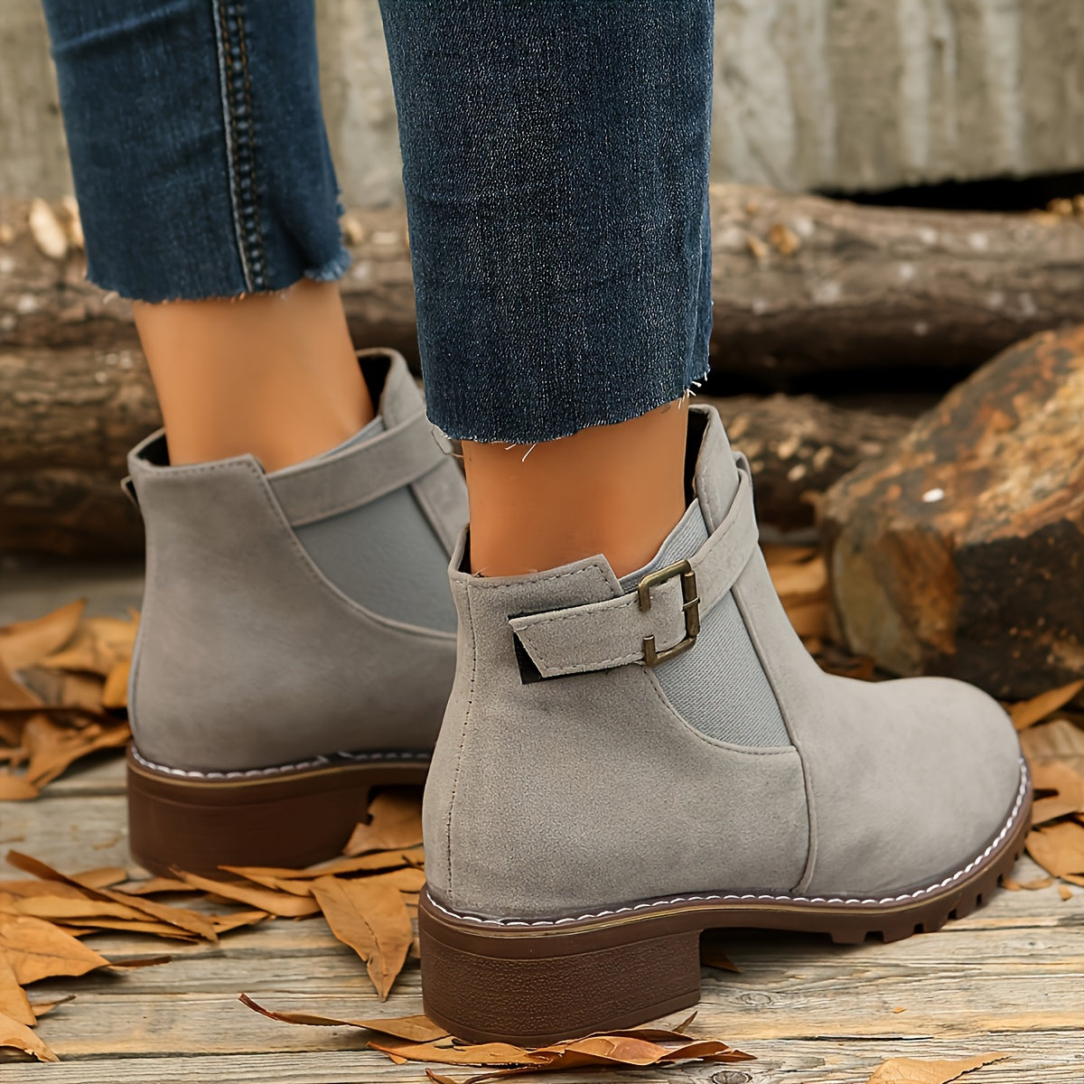 Women's Ankle Boots with Block Heel and Longline Cut | Size 5.5-12 | Black, Light Pink, Caramel, Grey