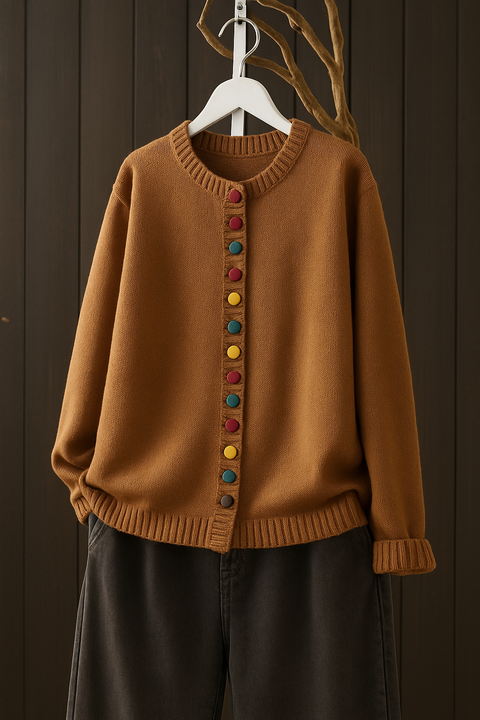Women's Cardigan with Decorative Buttons | Relaxed Fit Layer to Wear Over Dresses and Tops | One Size, 9 Colors