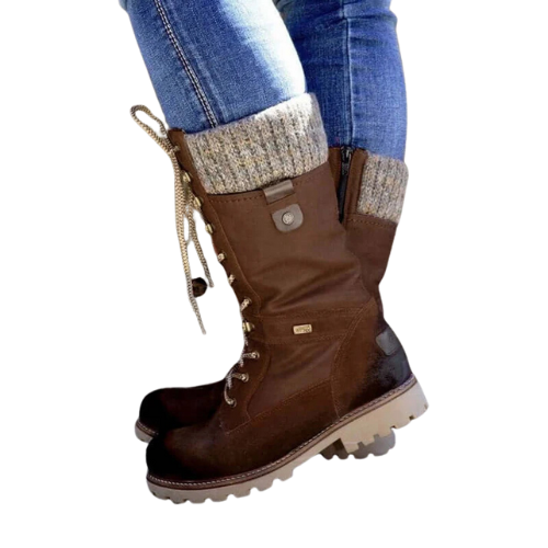 Women's Winter Boots with Lace-Up Front | Mid-Calf Shaft, Knit Cuff and Side Zip | Sizes 5.5-10, 2 Colors