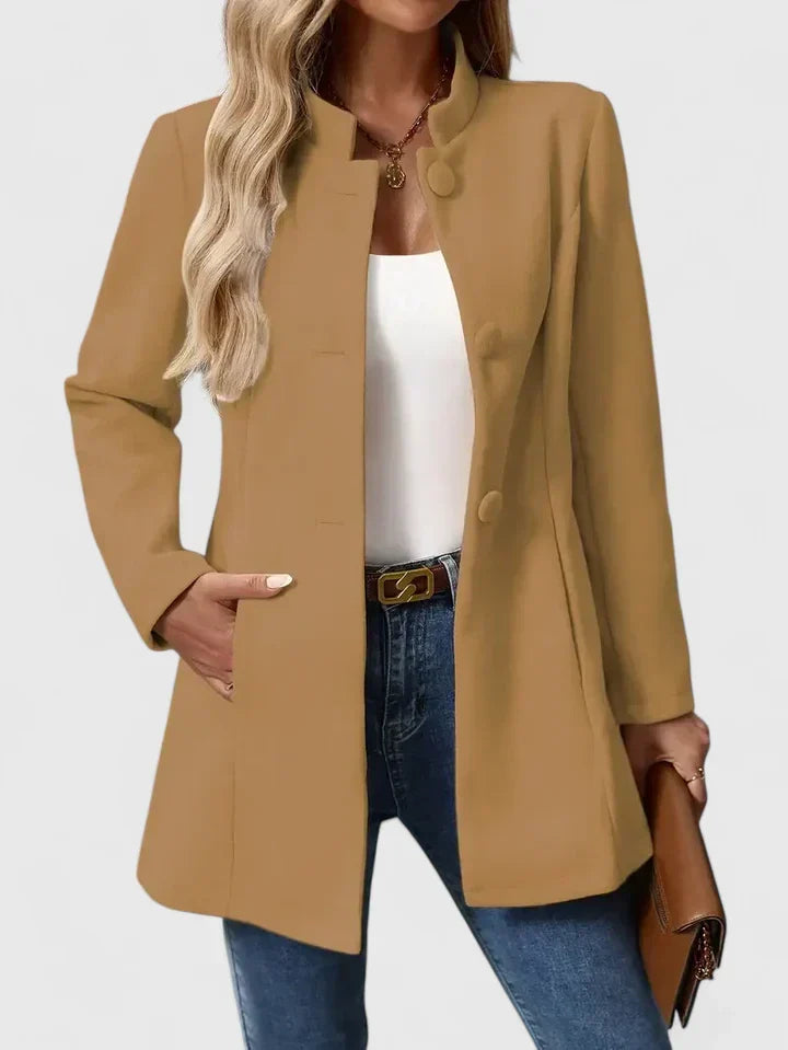 Women's Jacket with Button Front and Pockets | Side Pockets | Size S-XL | Cream, Black, Camel