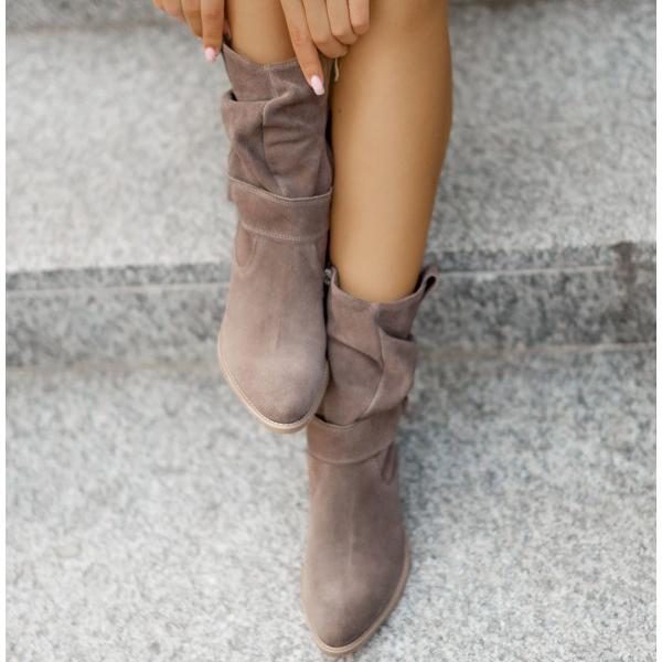 Women's Chelsea Ankle Boots with Slouchy Shaft | Folded Cuff, Low Block Heel and Side Zip | Size 5.5-10.5