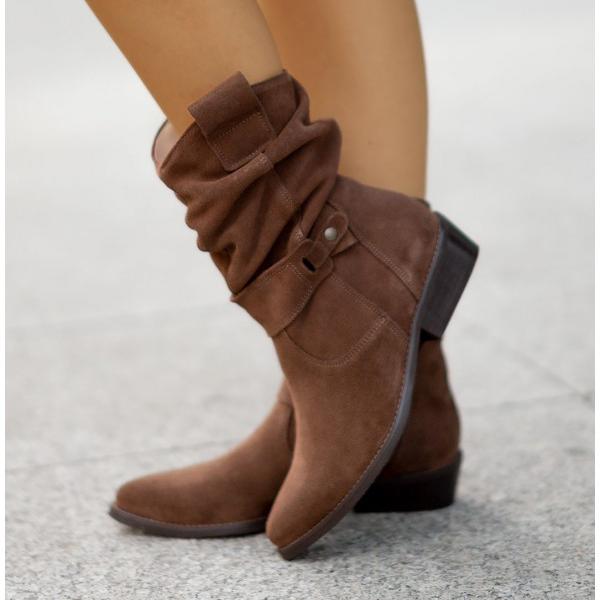 Women's Chelsea Ankle Boots with Slouchy Shaft | Folded Cuff, Low Block Heel and Side Zip | Size 5.5-10.5