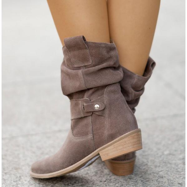 Women's Chelsea Ankle Boots with Slouchy Shaft | Folded Cuff, Low Block Heel and Side Zip | Size 5.5-10.5