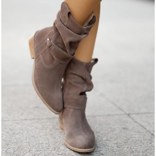 Women's Chelsea Ankle Boots with Slouchy Shaft | Folded Cuff, Low Block Heel and Side Zip | Size 5.5-10.5