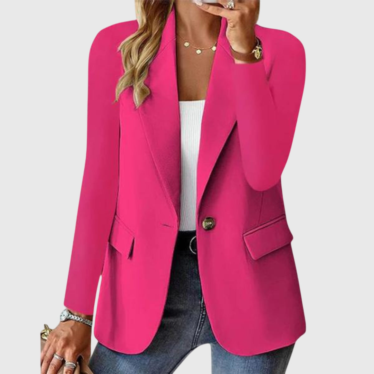 Women's Lightweight Structured Blazer in Wrinkle-Resistant Fabric | Breathable Formal Jacket for Work | Size S-2XL