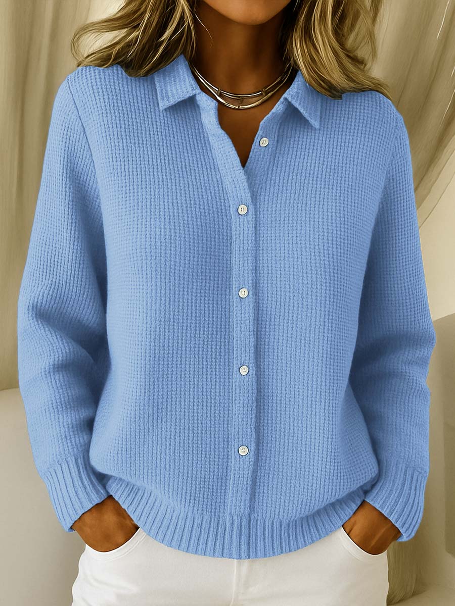 Women's Button Down Cardigan Sweater with Collar | Cotton Blend Knit, Lightly Tailored Fit | Size S-3XL