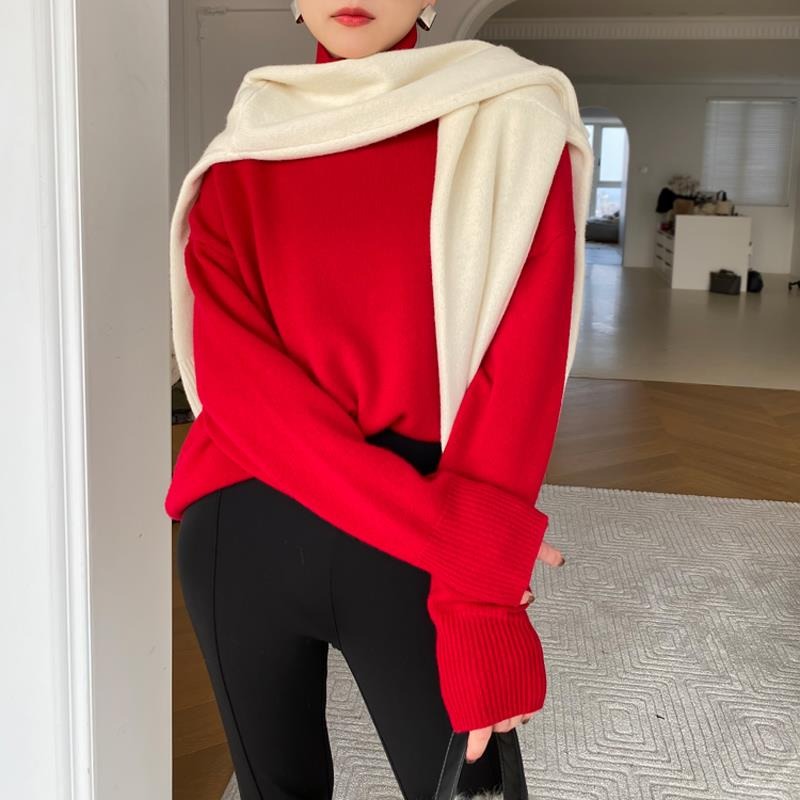 Women's Turtleneck Sweater with Knit | Size S-L | Beige, Blue, Orange, Pink, Red, Green and 1 more