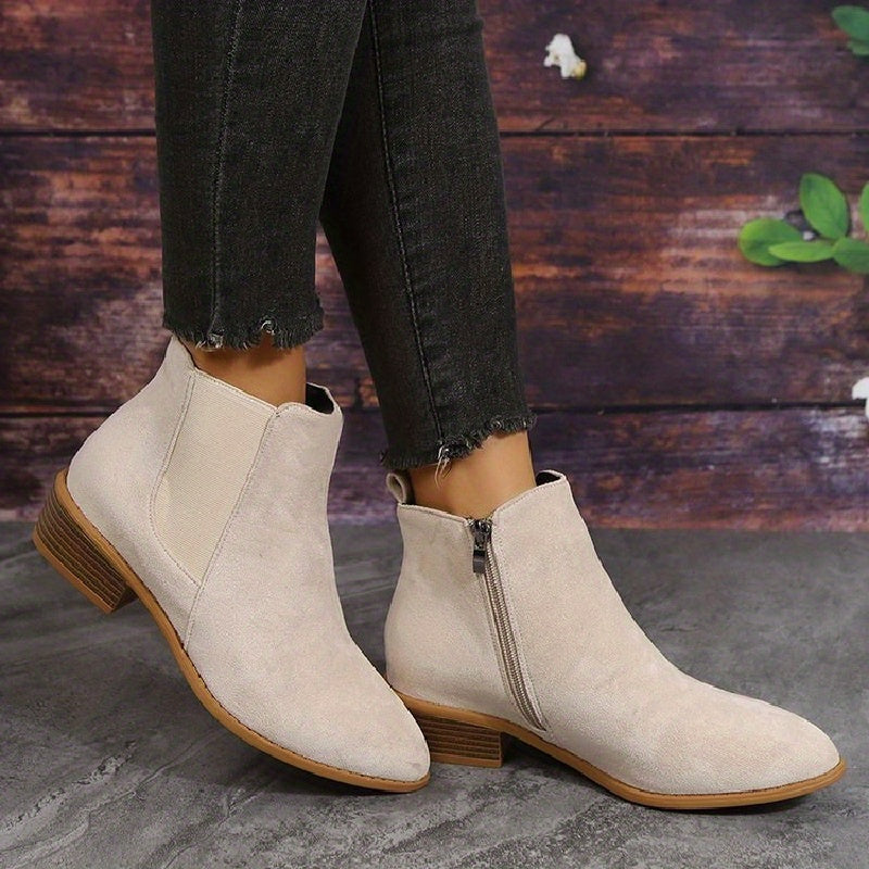 Women's Ankle Boots with Suede and Zip Closure | Size 5-12 | Black, Beige, Chocolate, Coffee