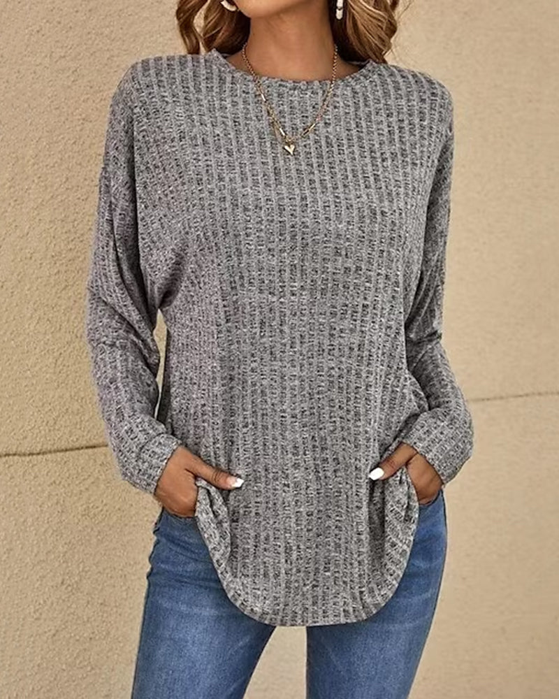 Women's Crew Neck Sweater in Soft Cotton Blend | Solid Color Long Sleeve Jumper, Regular Fit | Size S-3XL