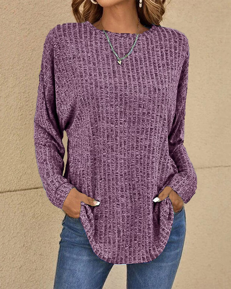 Women's Crew Neck Sweater in Soft Cotton Blend | Solid Color Long Sleeve Jumper, Regular Fit | Size S-3XL