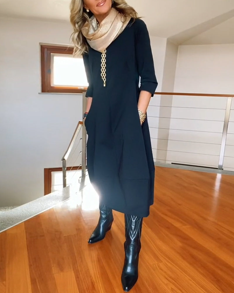 Women's Long Sleeve Maxi Dress | Lightweight Fabric with a Soft Drape for Formal Evenings | Size S-5XL, 5 Colors