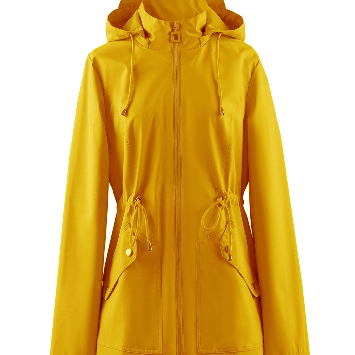 Women's Waterproof Rain Jacket with Hood and Fitted Cut | Drawstring, Pockets, Stretch | For Winter | Size XS-2XL