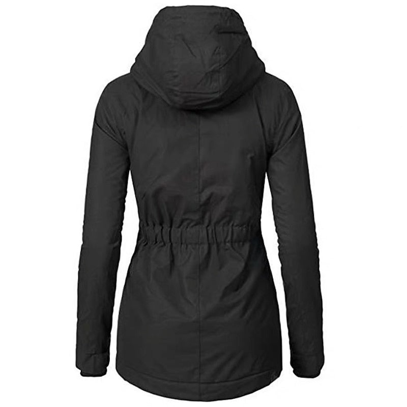 Womens Parka with Hood and Lining | Zip Closure, Pockets | For Winter | Size S-2XL | Army Green, Black, Light Green, Dark Blue
