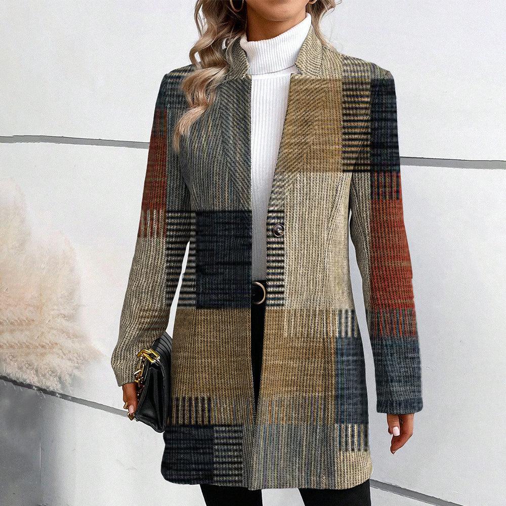 Women's Fitted Patterned Blazer in Multicolor | Tailored Coat for Work, Events and Casual Outings | Size S-2XL