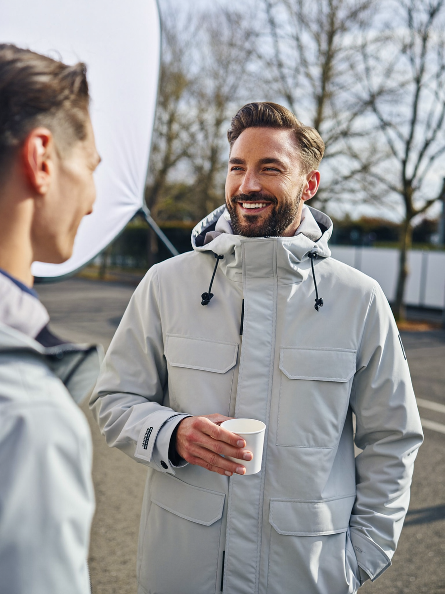 "Owen in our waterproof rain jacket"