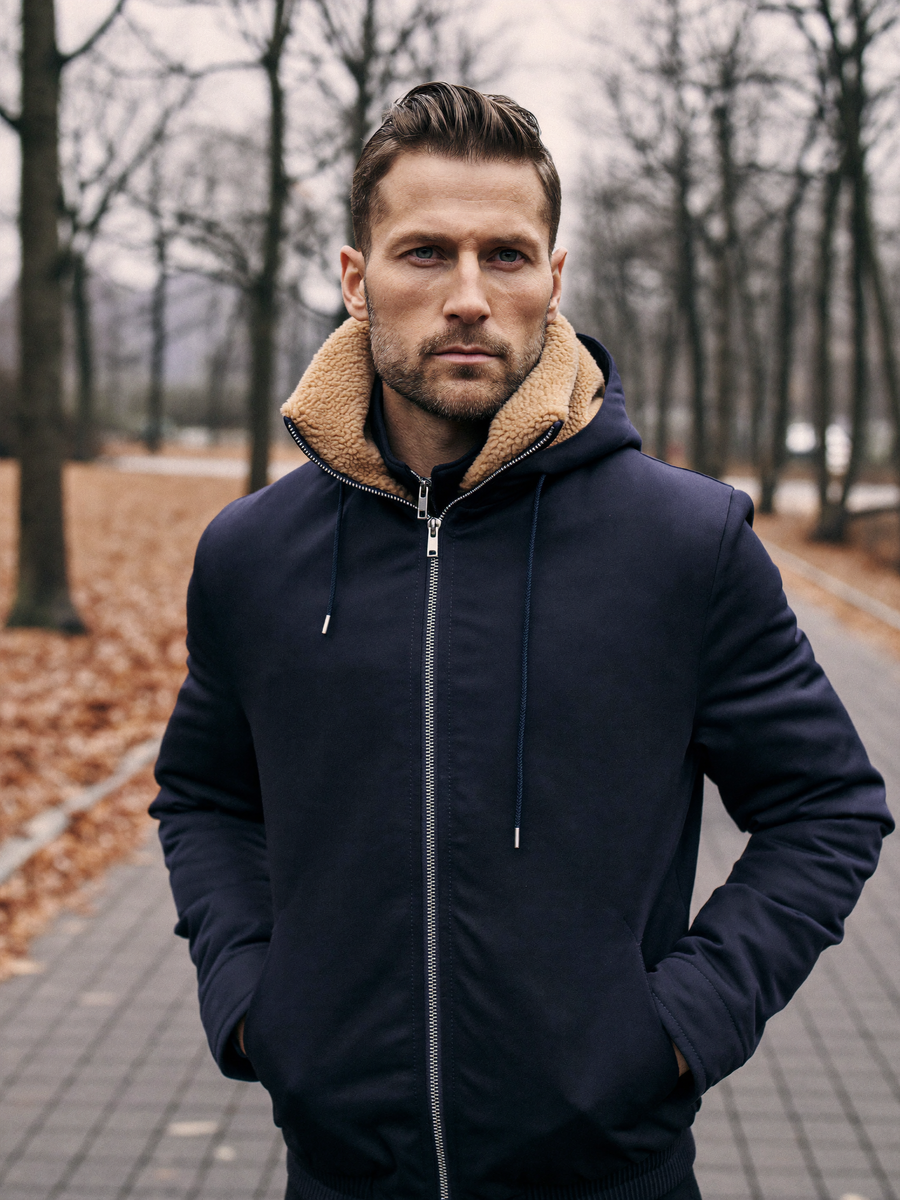 "Carter in our hooded jacket"