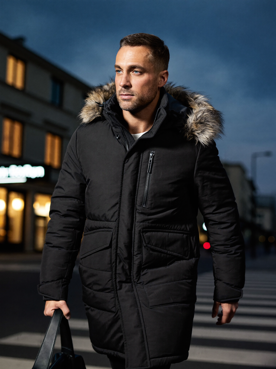 "Jonah in our breathable parka"