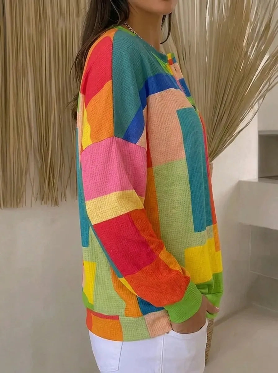 Women's Hoodie with Crew Neck and Button Front | Stretch, Embroidery | Size S-5XL | Multicolour