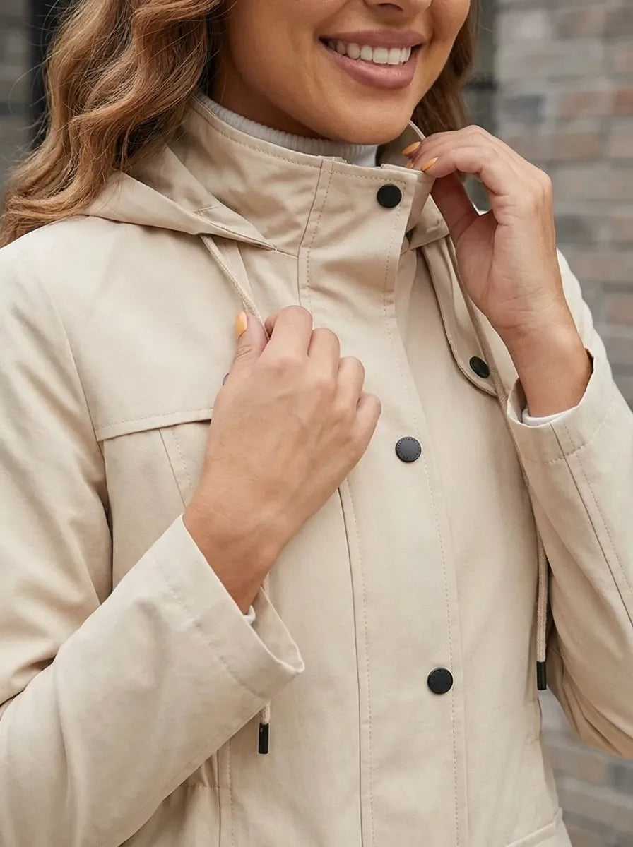 Women's Hooded Parka Jacket with Adjustable Belt | Waterproof, Windproof and Lined with Button Front | Size S-3XL