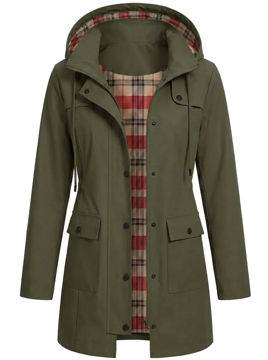 Women's Hooded Parka Jacket with Adjustable Belt | Waterproof, Windproof and Lined with Button Front | Size S-3XL