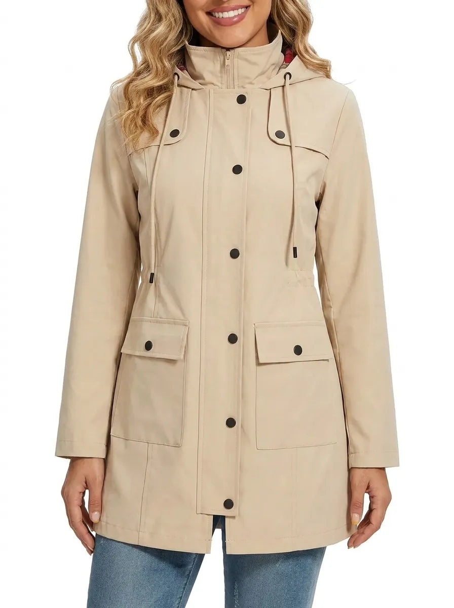 Women's Hooded Parka Jacket with Adjustable Belt | Waterproof, Windproof and Lined with Button Front | Size S-3XL